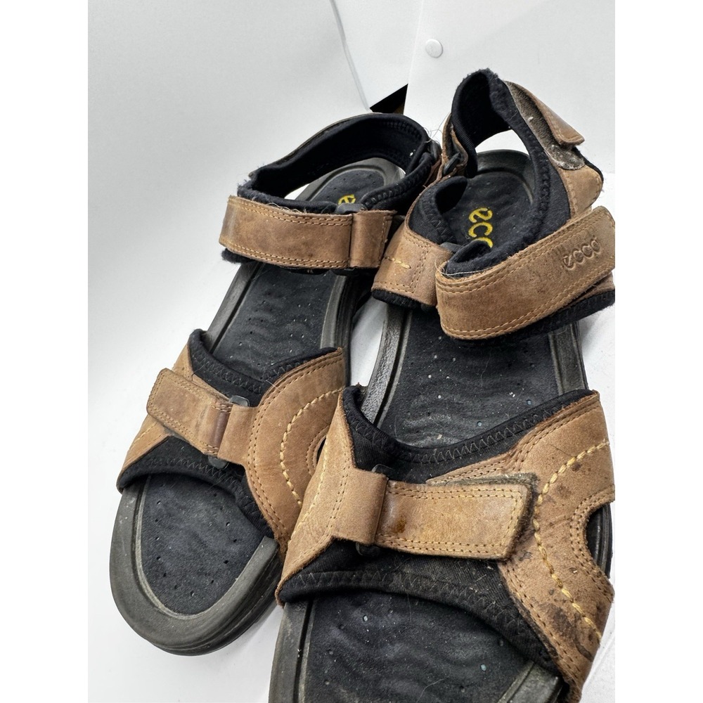 Ecco Men's Brown Leather Receptor Sport Sandals Size US Size 11 Adj SB21